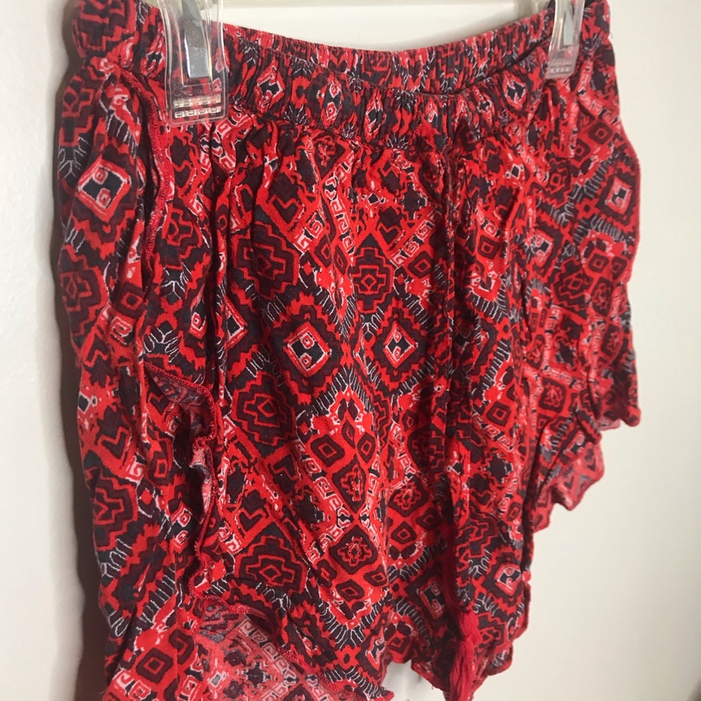 Boho Pattern Red Drapey Soft Shorts - image 2
